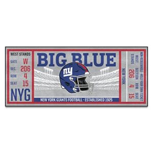 fanmats 23130 new york giants ticket design runner rug – 30in. x 72in. | sports fan area rug, home decor rug and tailgating mat