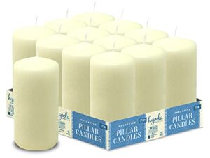 hyoola ivory pillar candles 3×6 inch – unscented pillar candles – 12-pack – european made
