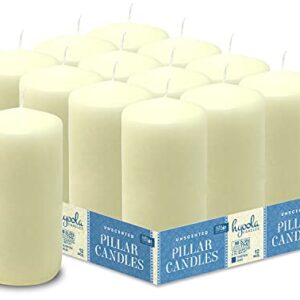 HYOOLA Ivory Pillar Candles 3x6 Inch - Unscented Pillar Candles - 12-Pack - European Made