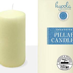 HYOOLA Ivory Pillar Candles 3x6 Inch - Unscented Pillar Candles - 12-Pack - European Made