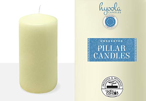 HYOOLA Ivory Pillar Candles 3x6 Inch - Unscented Pillar Candles - 12-Pack - European Made