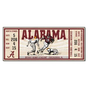fanmats 23178 alabama crimson tide ticket design runner rug – 30in. x 72in. | sports fan area rug, home decor rug and tailgating mat