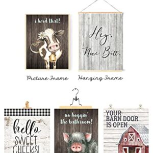 I Herd That! - Funny Farmhouse Bathroom Themed Decor Art Farm Rustic Wood Style Wall Prints Set Cow Pig Poster Signs Typography Cute Rules Toilet Paper Truck