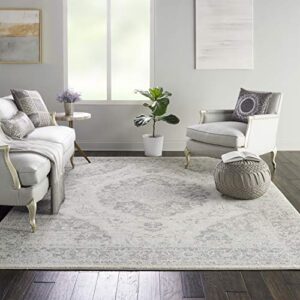 nourison tranquil persian ivory/grey 8′ x 10′ area -rug, easy -cleaning, non shedding, bed room, living room, dining room, kitchen (8×10)