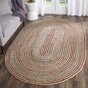 safavieh cape cod collection 4′ x 6′ oval natural/multi cap251a handmade boho braided jute area rug