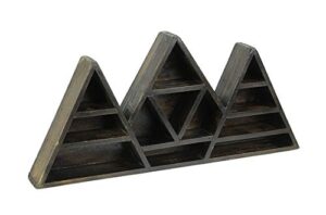 zeckos dark brown wooden geometric triangle crystal display shelf 16.5 x 7.75 x 2 inch