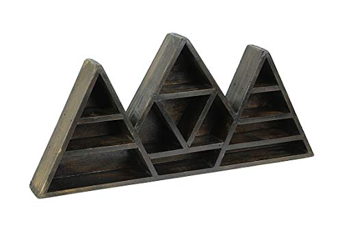 Zeckos Dark Brown Wooden Geometric Triangle Crystal Display Shelf 16.5 x 7.75 x 2 inch