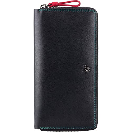 Visconti Multi Colored Soft Leather Ladies Wallet Purse Clutch -Spectrum 33 (Black Multi)