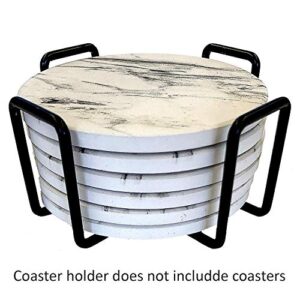 4.5 Inch Premium Black Iron Metal Coaster Holder for Both Round and Square Coasters New Modern Design. Stronger, Thicker Construction Holds Up to 7 Coasters (1)