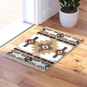 concord global trading south west native american area rug design c318 ivory (24 inch x 40 inch)