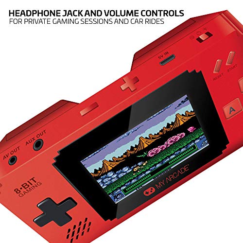 My Arcade Pixel Player Handheld Game Console: 300 Retro Style Games Plus 8 Data East Hits, Battery or Micro USB Powered, Color Display, AV Out Jack for TV, Speaker, Volume Control, Headphone Jack