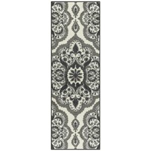 vivian medallion runner rug non slip hallway entry carpet [made in usa], 2 x 6, grey