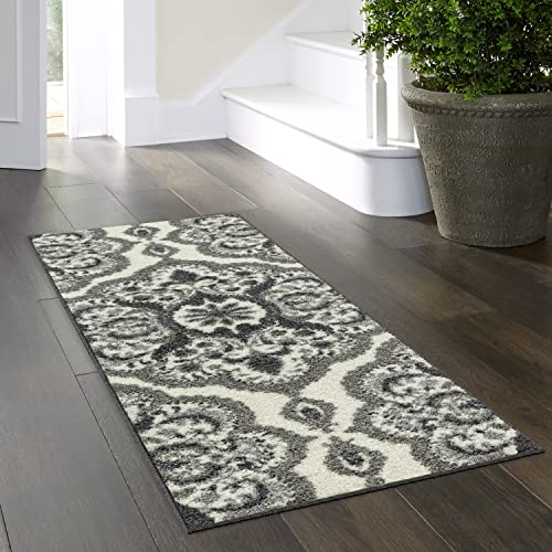 Vivian Medallion Runner Rug Non Slip Hallway Entry Carpet [Made in USA], 2 x 6, Grey