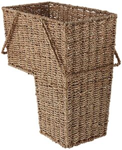 15″ water hyacinth storage stair basket with handles by trademark innovations (natural)