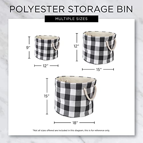 DII Burlap Storage Collection Collapsible Bin, Medium Round, 15x12, Black