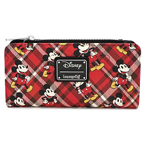 Loungefly Faux Leather x Mickey Mouse Plaid Wallet (Multicolored, One Size)