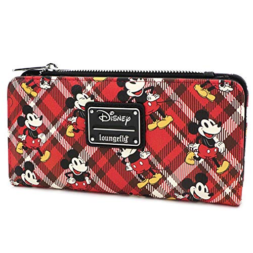 Loungefly Faux Leather x Mickey Mouse Plaid Wallet (Multicolored, One Size)