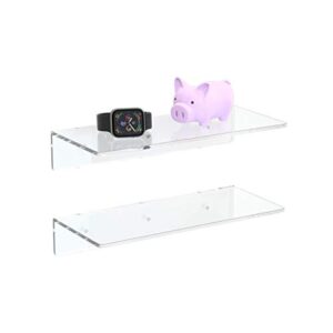 femeli clear acrylic floating wall shelf for figures collections plant photo in bedroom living room office,wall mounted storage shelf 12 inch,2 pack