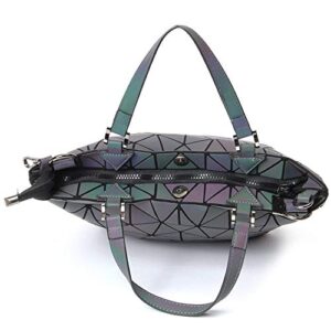 Geometric Bag Reflective Purse Holographic Handbag Geometric Shoulder Bag Women Flash Tote Bag Luminous Crossbody Bag