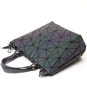 Geometric Bag Reflective Purse Holographic Handbag Geometric Shoulder Bag Women Flash Tote Bag Luminous Crossbody Bag