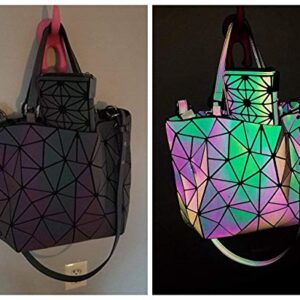 Geometric Bag Reflective Purse Holographic Handbag Geometric Shoulder Bag Women Flash Tote Bag Luminous Crossbody Bag