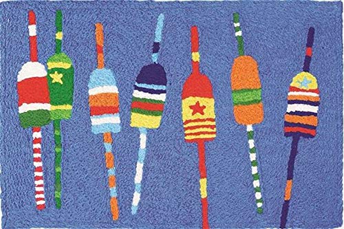 Jellybean Colorful Fishing Buoys Coastal Washable 20 X 30 Inches Area Accent Rug