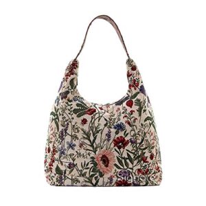 signare tapestry hobo shoulder bag slough purse for women with beautiful garden design (hobo-mgd)