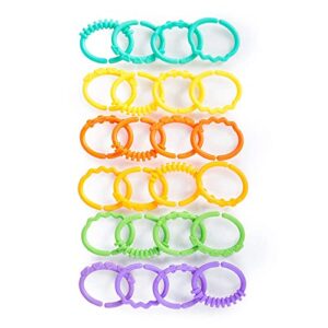 Bright Starts Lots of Links Rings - for Stroller or Carrier Seat - BPA-Free 24 Pcs, Ages 0 Months Plus