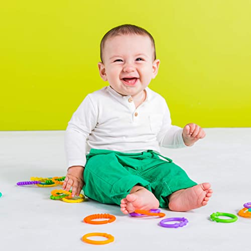 Bright Starts Lots of Links Rings - for Stroller or Carrier Seat - BPA-Free 24 Pcs, Ages 0 Months Plus