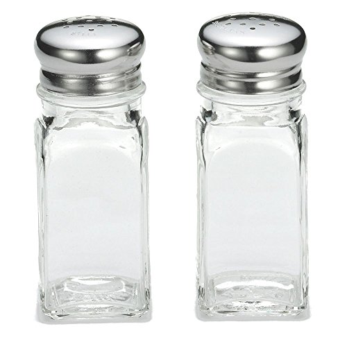 Tablecraft Square Glass 2 Oz Salt & Pepper Shakers with S/S Tops