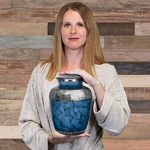 Trupoint Memorials Cremation Urns for Human Ashes - Decorative Urns, Urns for Human Ashes Female & Male, Urns for Ashes Adult Female, Funeral Urns - Blue, Extra Large