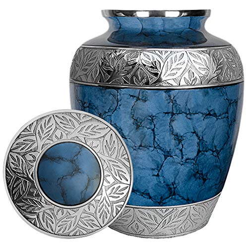 Trupoint Memorials Cremation Urns for Human Ashes - Decorative Urns, Urns for Human Ashes Female & Male, Urns for Ashes Adult Female, Funeral Urns - Blue, Extra Large