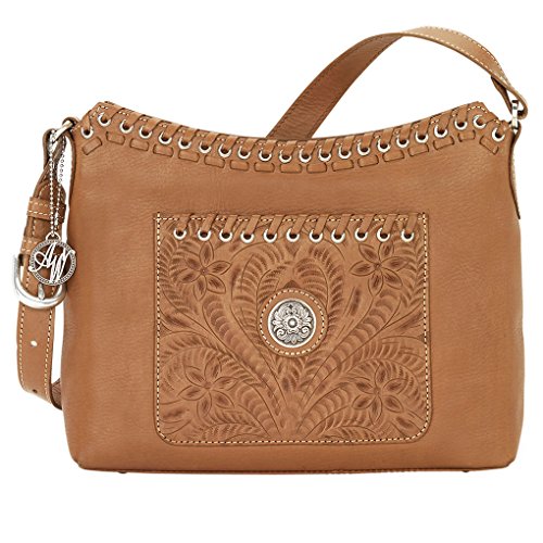 American West Leather Hobo - Zip-Top Shoulder Bag (Harvest Moon Golden Tan)