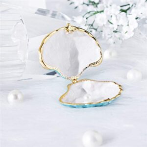 H&D HYALINE & DORA Metal Glass Trinket Box Ring Holder Small Seashell Figurine Collectible Table Centerpiece (pearl mussel)