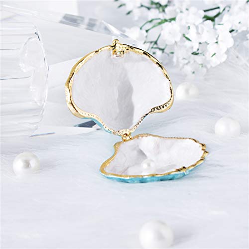 H&D HYALINE & DORA Metal Glass Trinket Box Ring Holder Small Seashell Figurine Collectible Table Centerpiece (pearl mussel)