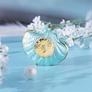 H&D HYALINE & DORA Metal Glass Trinket Box Ring Holder Small Seashell Figurine Collectible Table Centerpiece (pearl mussel)