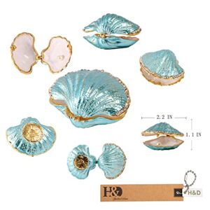 H&D HYALINE & DORA Metal Glass Trinket Box Ring Holder Small Seashell Figurine Collectible Table Centerpiece (pearl mussel)