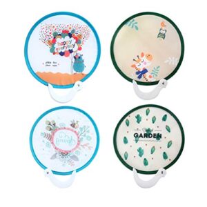 nuobesty foldable fan japanese style handheld round folding fan great for wedding birthdays decoration,4pcs