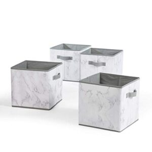 urban shop marble storage cubes, set of 4, grey/white