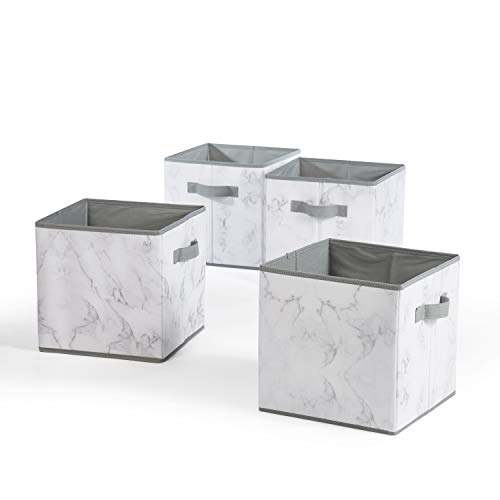 Urban Shop Marble Storage Cubes, Set of 4, Grey/White