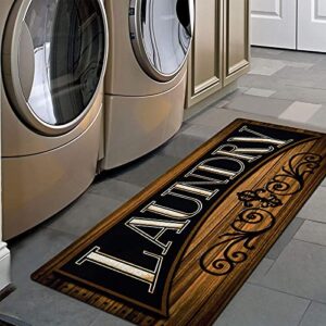 Pauwer Farmhouse Laundry Room Rugs Runner 20"x48" Non Slip Waterproof Laundry Mats Kitchen Floor Carpet Durable Cushioned Natural Rubber Foam Area Rug for Laundry Room Kitchen Bathroom