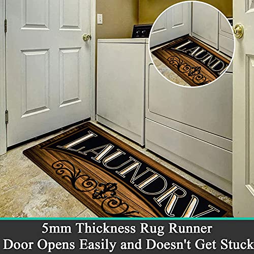Pauwer Farmhouse Laundry Room Rugs Runner 20"x48" Non Slip Waterproof Laundry Mats Kitchen Floor Carpet Durable Cushioned Natural Rubber Foam Area Rug for Laundry Room Kitchen Bathroom
