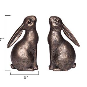 Creative Co-Op Bronze Resin Bunny Shaped (Set of 2 Pieces) Bookends, 2 Count