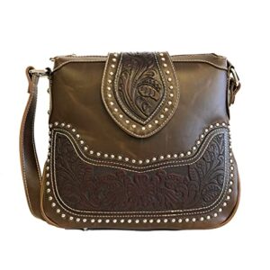 Concealed Carry Tooled Leather Crossbody Purse - Black