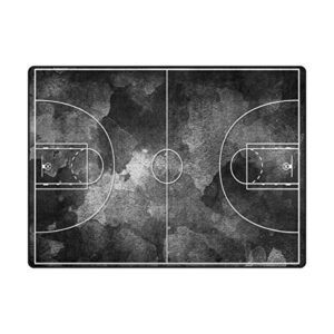 ALAZA Abtsract Grunge Black Basketball Court Area Rug Rugs for Living Room Bedroom 5'3"x4'