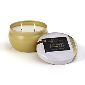 clco. by candle-lite company scented coconut oudwood 2-wick jar, 6.25 oz, off white