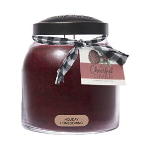 a cheerful giver — holiday homecoming – 34oz papa scented candle jar with lid – keepers of the light – 155 hours of burn time, gift for women, black
