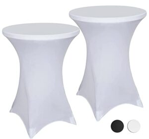 white spandex cocktail table cover – fitted high top round table cloth – round tablecloth covers for bar table pub table round kitchen table high top table bistro table – tables and cocktails (2-pack)