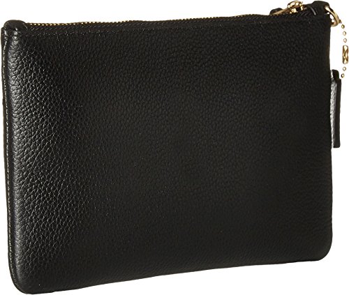 COACH Polished Pebble Small Wristlet Li/Black One Size