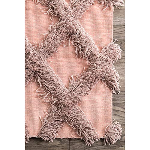 nuLOOM Francene Diamond Trellis Shag Area Rug, 4' x 6', Pink